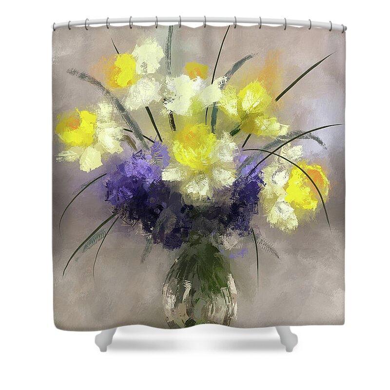 Flowers Shower Curtain featuring the digital art Flowers For Maria by Lois Bryan