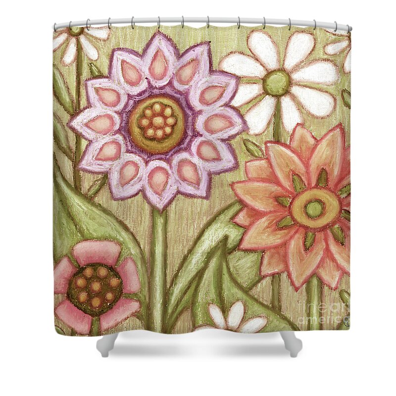 Daisy Shower Curtain featuring the painting Flowers Grow Smiles. Wildflora by Amy E Fraser