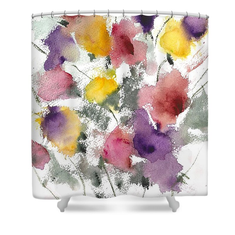 Water Shower Curtain featuring the painting Flowers by Loretta Coca