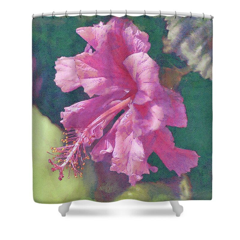 Hibiscus Shower Curtain featuring the digital art Flowers of SoCal - Tropical Hibiscus Beauty by Gaby Ethington