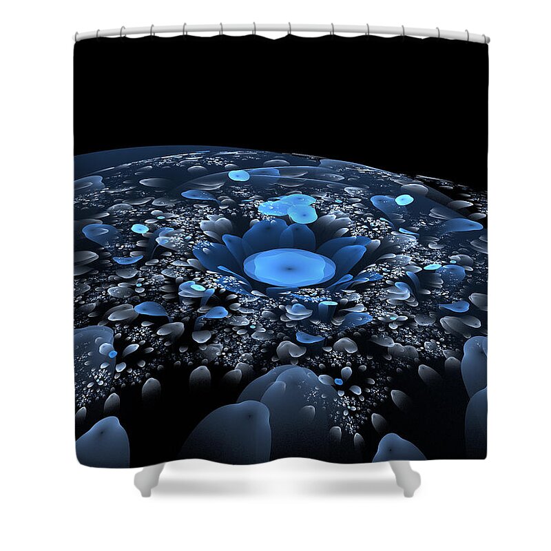 Flowers Shower Curtain featuring the digital art Flowers on the Moon by Ronda Broatch