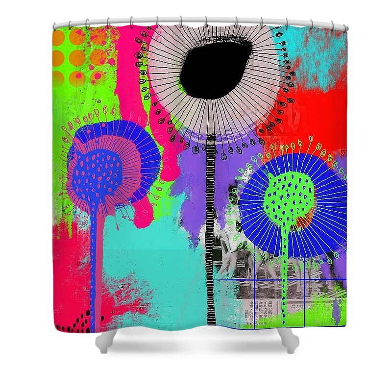 Collage Shower Curtain featuring the digital art Flowers by Tanja Leuenberger