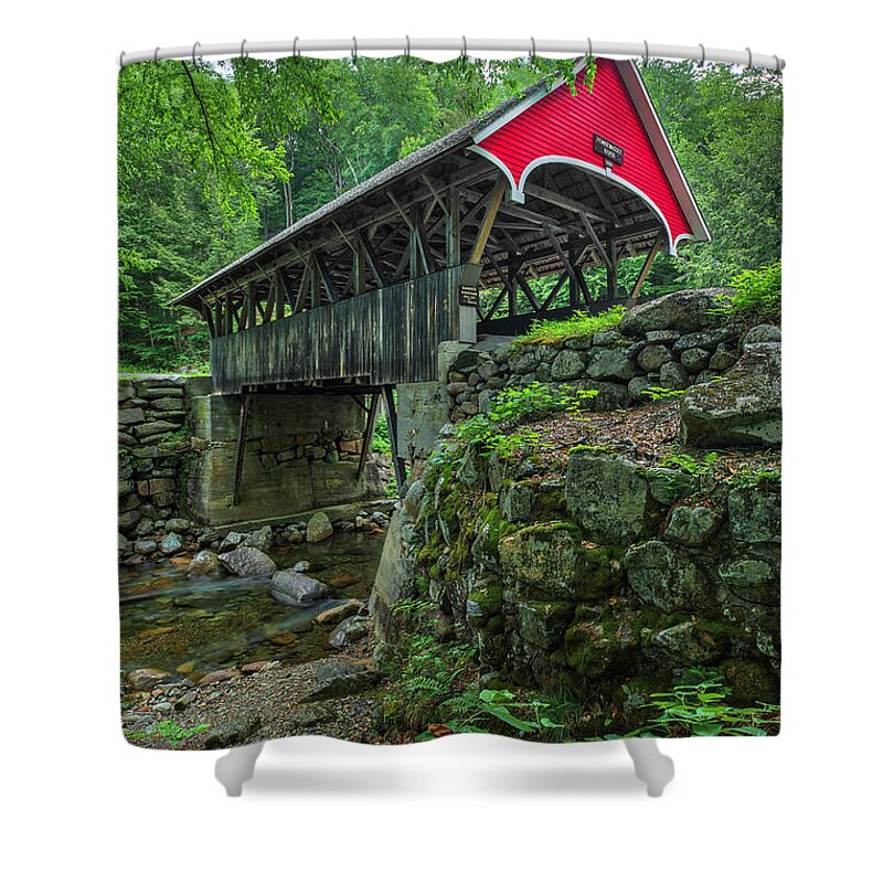 Flume Covered Bridge Shower Curtain featuring the photograph Flume Covered Bridge by Juergen Roth