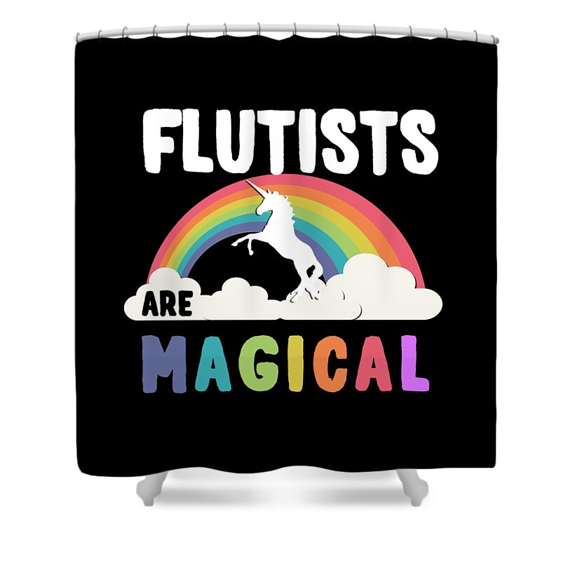 Funny Shower Curtain featuring the digital art Flutists Are Magical by Flippin Sweet Gear