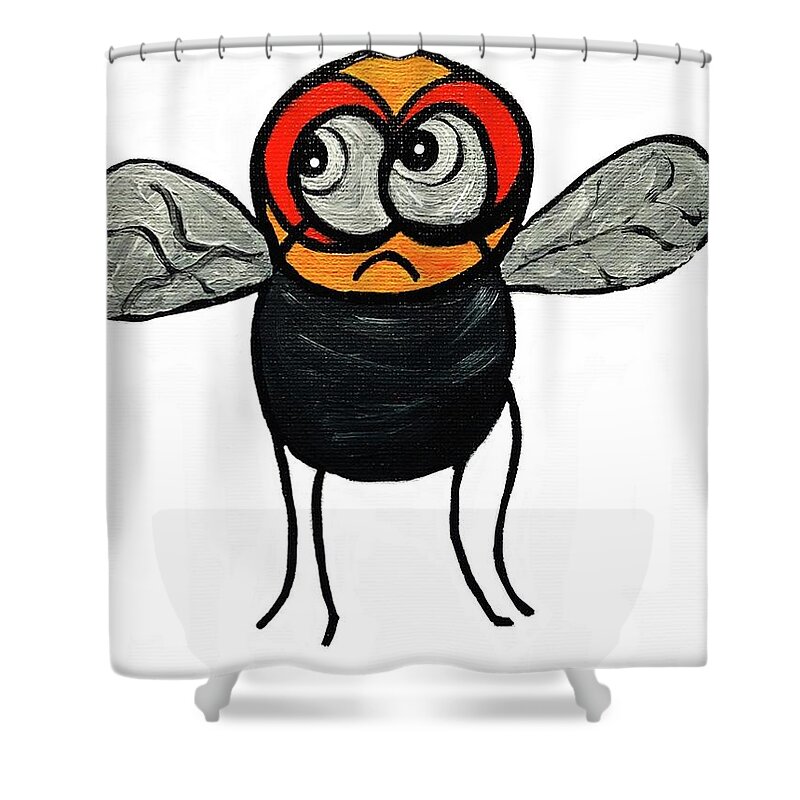  Shower Curtain featuring the painting Fly Boy by Oriel Ceballos