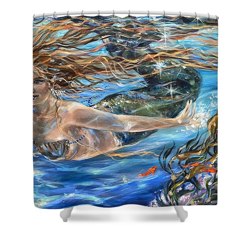 Beach Shower Curtain featuring the painting Fly By by Linda Olsen