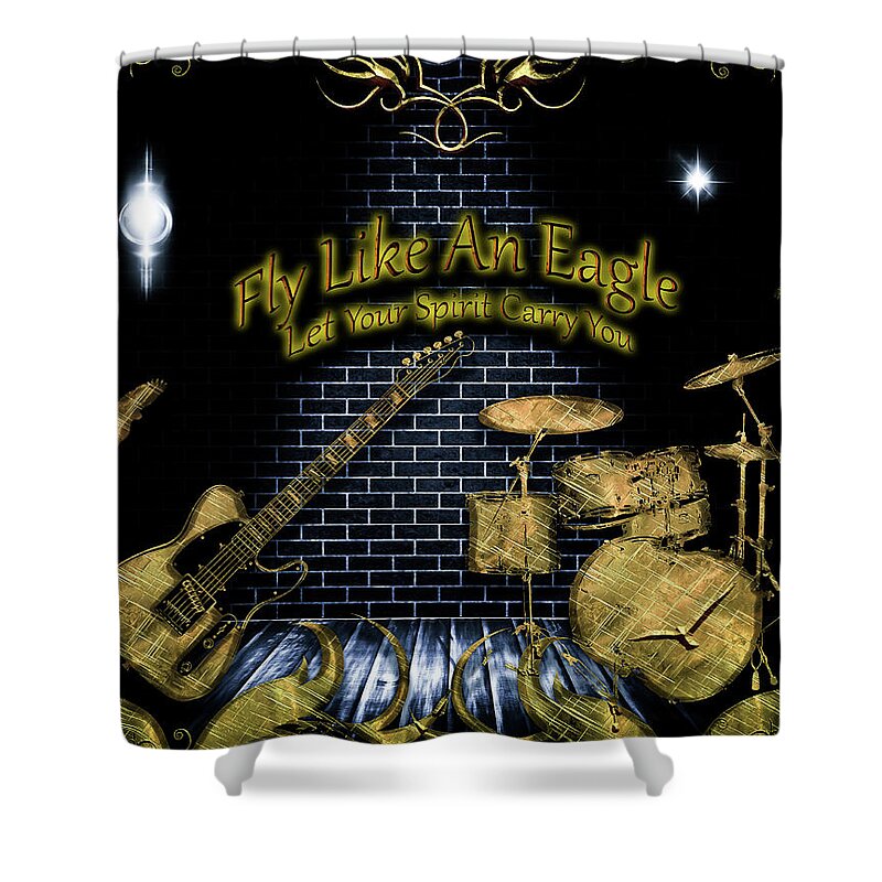 Rock Music Shower Curtain featuring the digital art Fly Like An Eagle by Michael Damiani