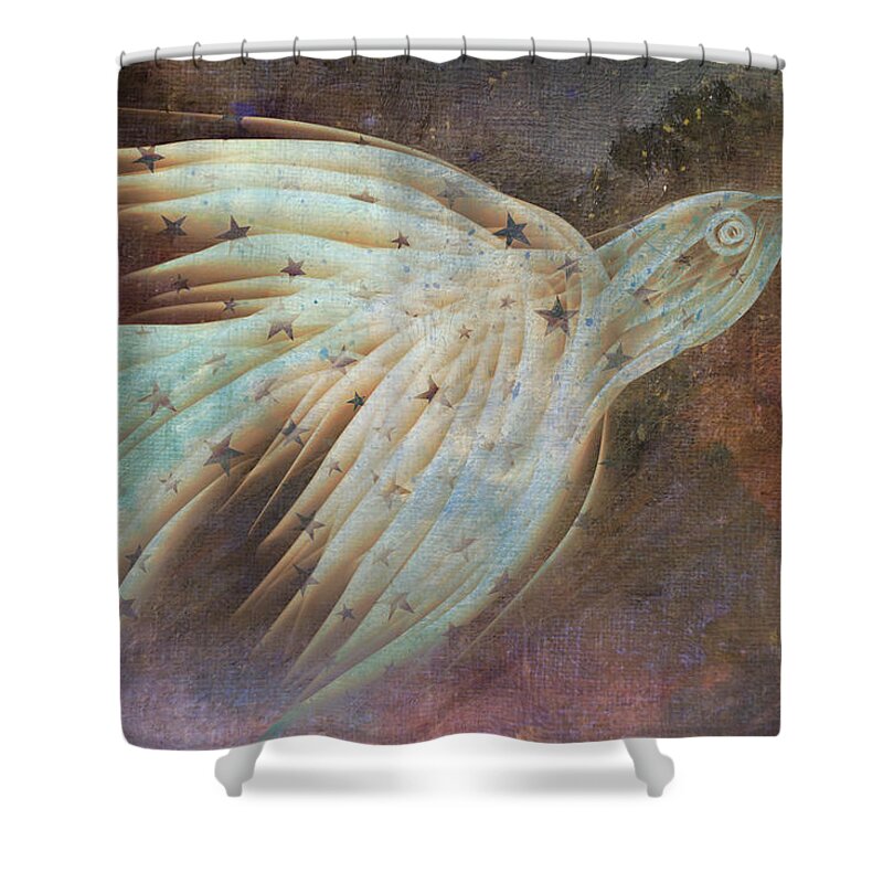 Flying Bird Shower Curtain featuring the digital art Flying Dreams by Peggy Collins