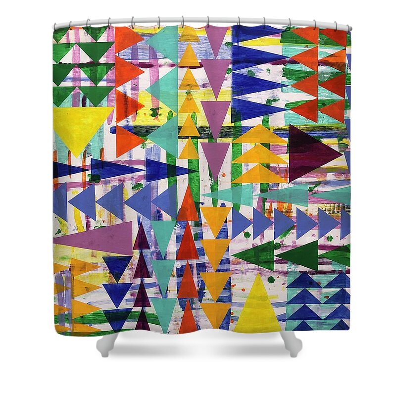 Flying Geese Shower Curtain featuring the painting Flying Geese by Cyndie Katz