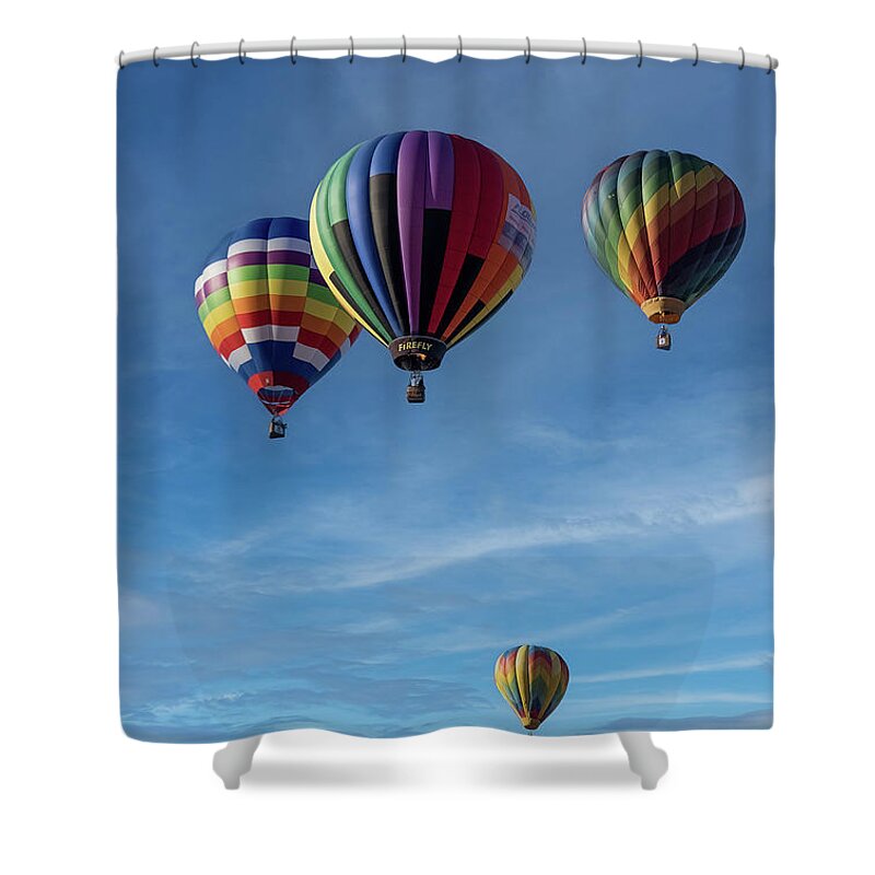 Balloon Shower Curtain featuring the photograph Flying High by Ree Reid