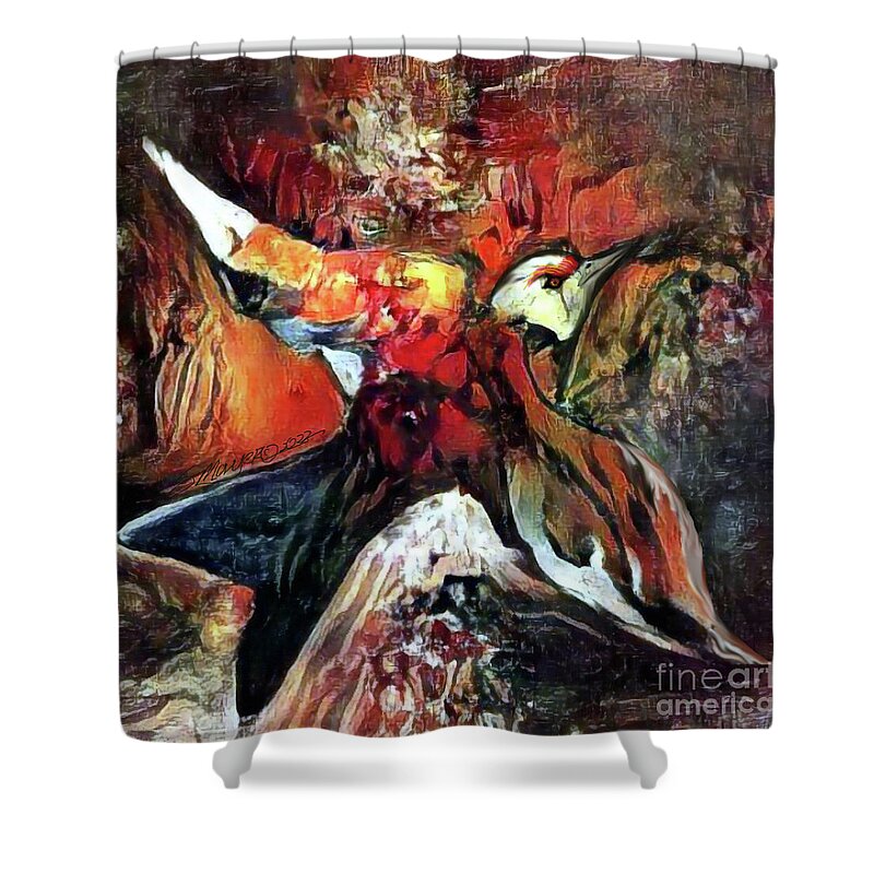 American Art Shower Curtain featuring the digital art Flying Solo 006 by Stacey Mayer by Stacey Mayer