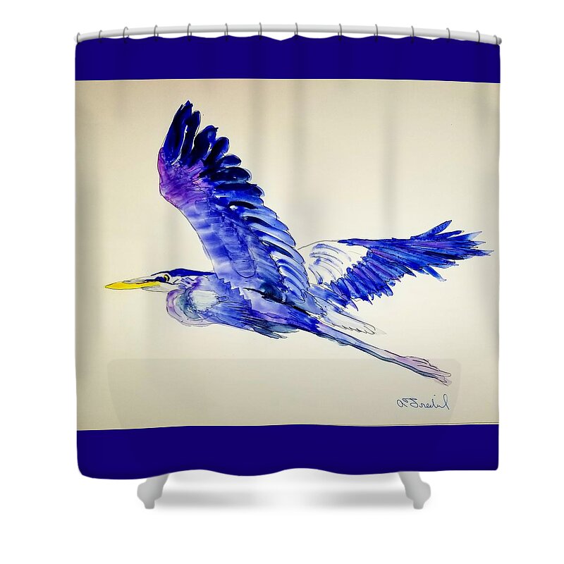 Blue Heron Shower Curtain featuring the photograph Flying Solo by Ann Frederick