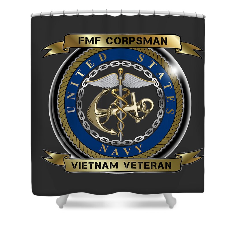 Fmf Shower Curtain featuring the digital art FMF Corpsman by Bill Richards