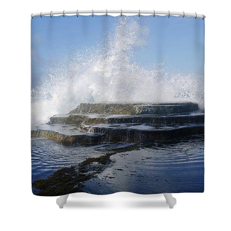 Visit Saipan Shower Curtain featuring the photograph Foaming Showdown by On da Raks