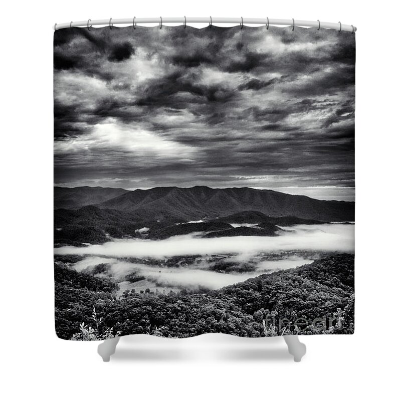 Fog Shower Curtain featuring the photograph Fog in the Valley 4 by Phil Perkins