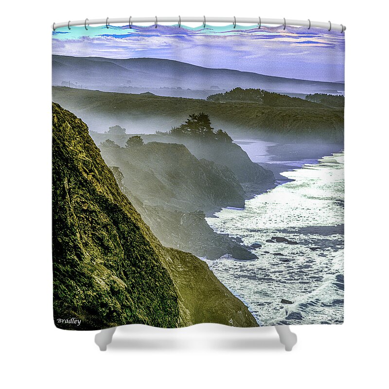 Hills Shower Curtain featuring the photograph Foggy Misty Coastline by Randy Bradley
