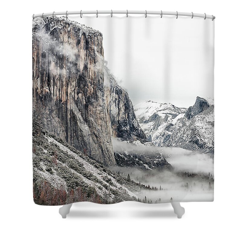 California Shower Curtain featuring the photograph Foggy morning El Capitan by Rudy Wilms