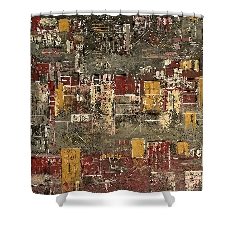 San Francisco Art Shower Curtain featuring the painting Foggy Night by Raji Musinipally