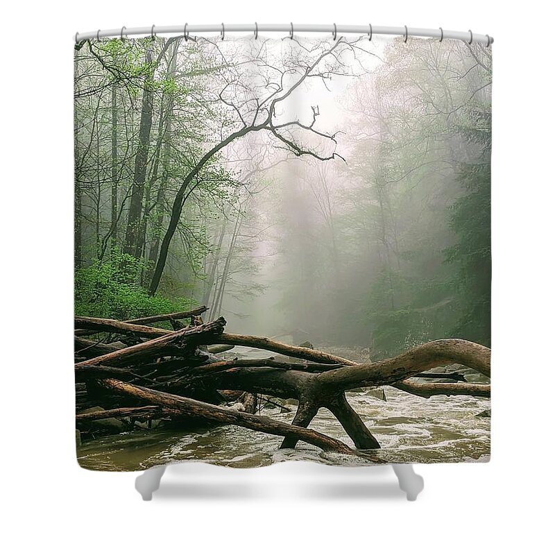 River Shower Curtain featuring the photograph Foggy River by Brad Nellis