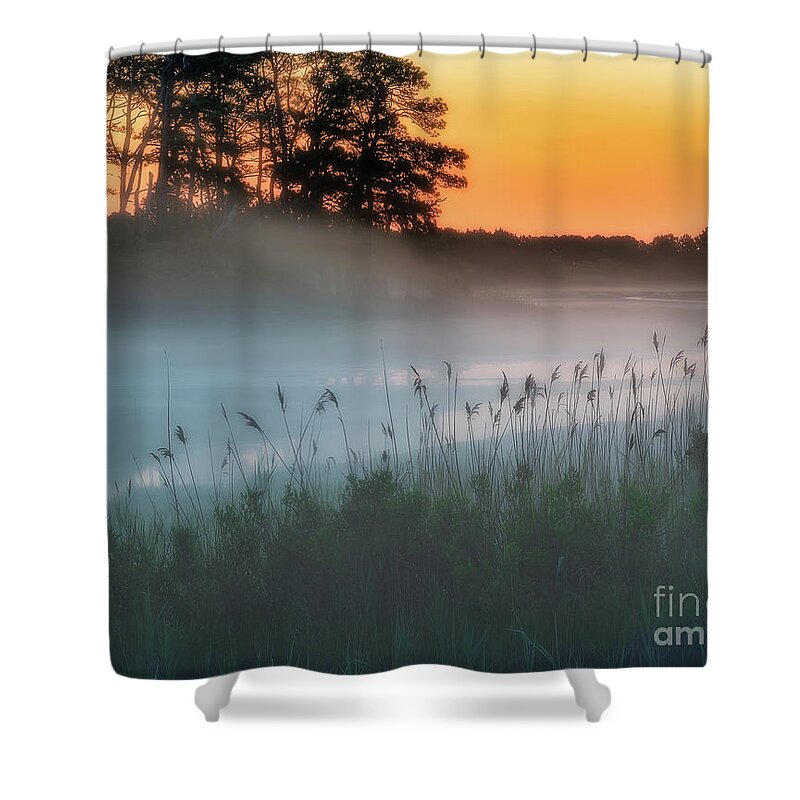 Chincoteague Shower Curtain featuring the photograph Foggy sunrise by Izet Kapetanovic