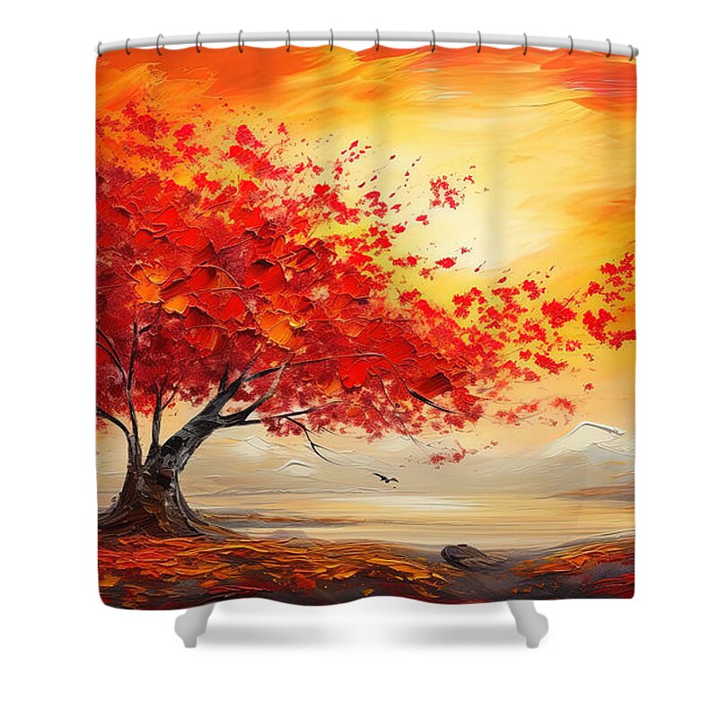 Maple Tree Shower Curtain featuring the painting Foliage Impressionist by Lourry Legarde