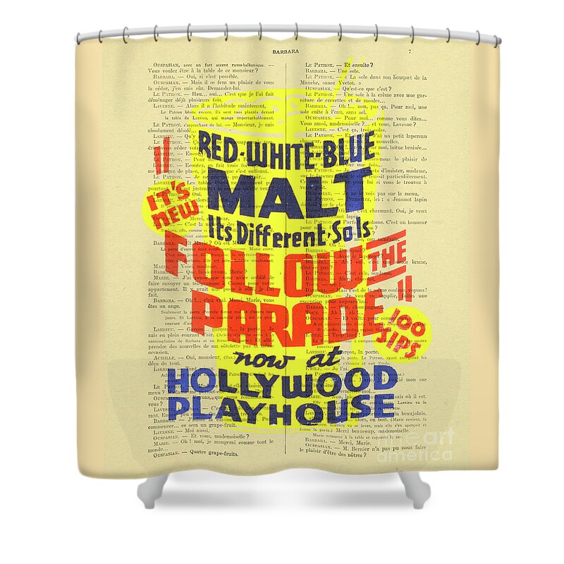 Hollywood Playhouse Shower Curtain featuring the digital art Follow The Parade by Madame Memento