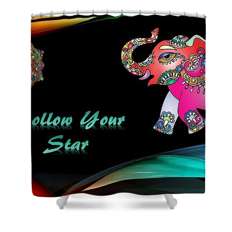 Star Shower Curtain featuring the mixed media Follow Your Star by Nancy Ayanna Wyatt