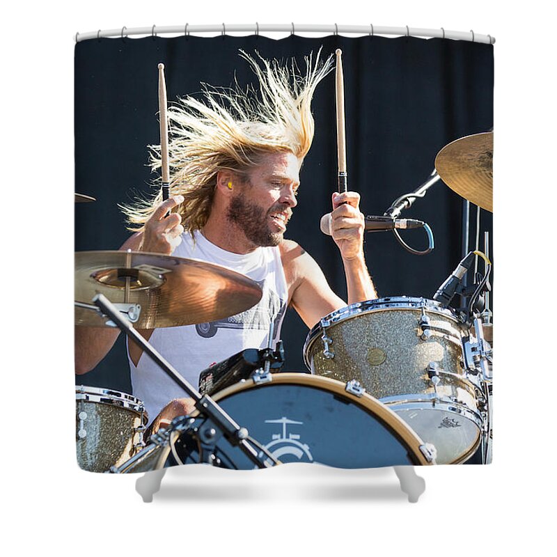 Foo Shower Curtain featuring the photograph Foo Fighters Taylor Hawkins by Action