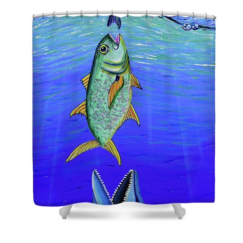 Fish Shower Curtain featuring the painting Food Chain by Mary Scott