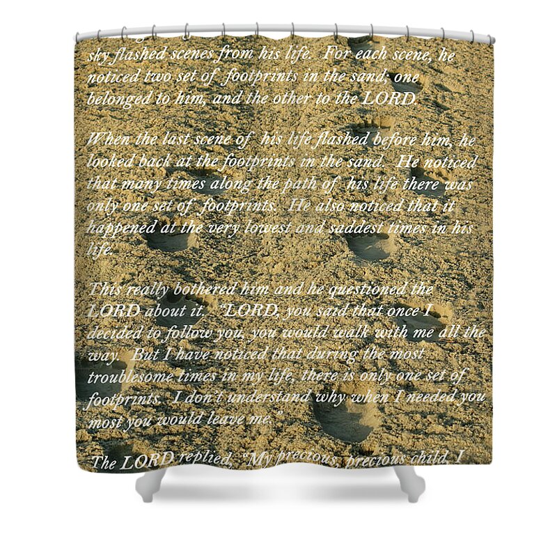 Footprints In The Sand Shower Curtain featuring the photograph Footprints In The Sand by Lens Art Photography By Larry Trager