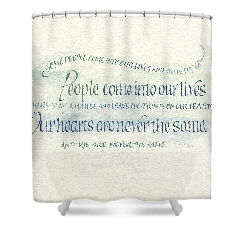 Congratulations Shower Curtain featuring the painting Footprints On Our Heart by Judy Dodds