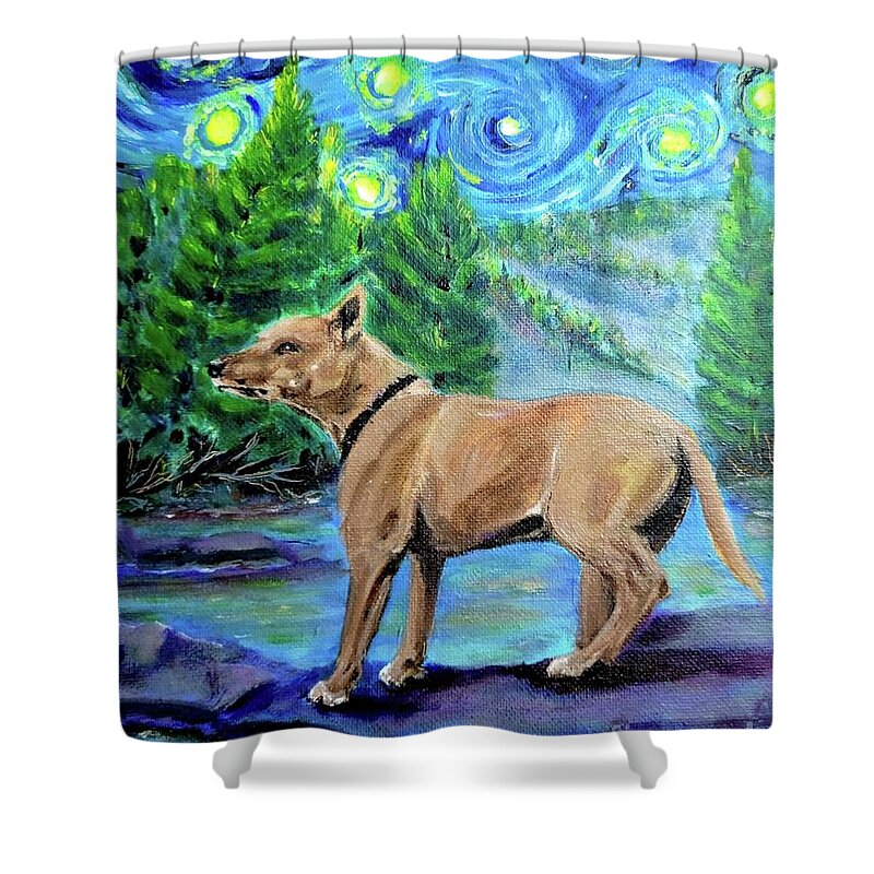 Dog Shower Curtain featuring the photograph For a Friend by Rabiah Seminole