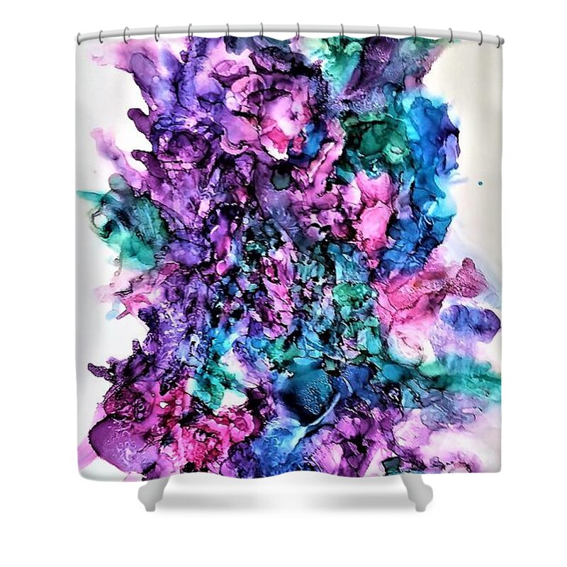 Soft Shower Curtain featuring the painting For All of Summer by Angela Marinari