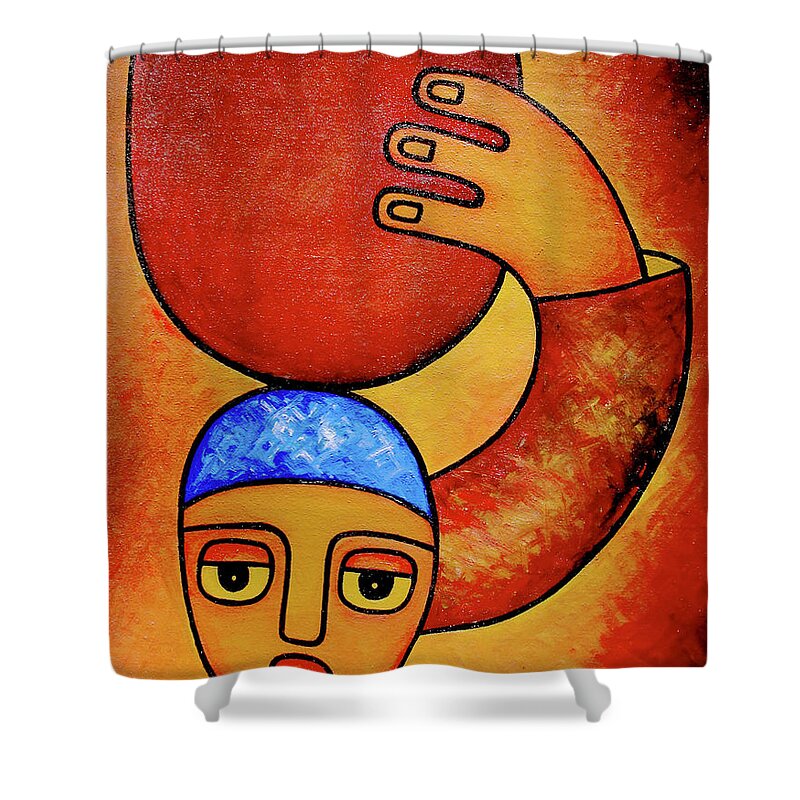 Africa Shower Curtain featuring the painting For my Family by Elisha Ongere