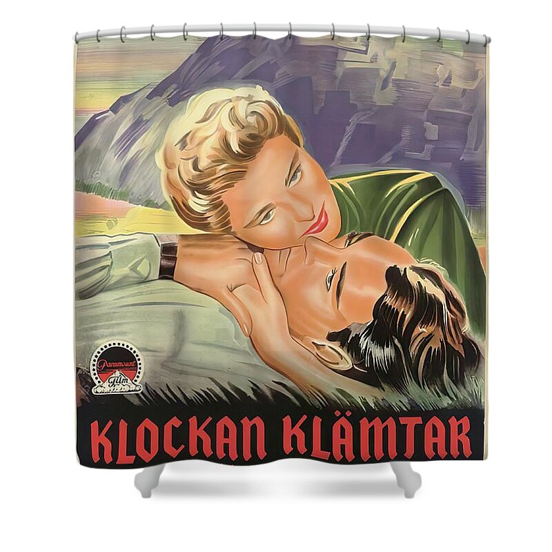 For Shower Curtain featuring the mixed media ''For Whom the Bell Tolls'' - 1943 by Movie World Posters