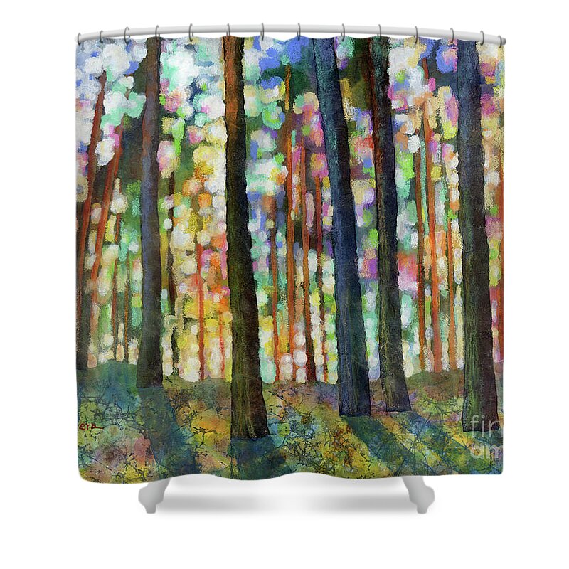 Dreaming Shower Curtain featuring the painting Forest Light by Hailey E Herrera