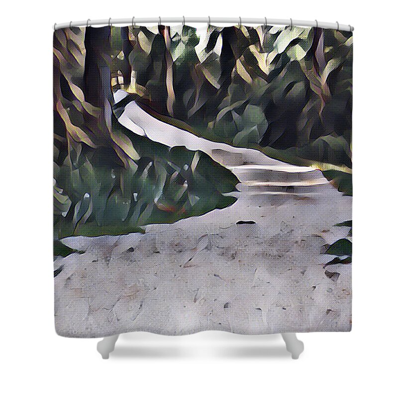 Path Shower Curtain featuring the mixed media Forest Path by Christopher Reed