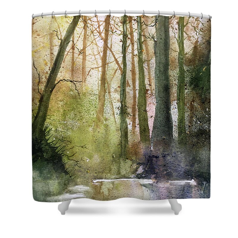 Watercolour Shower Curtain featuring the painting Forest Study 1 by Glenn Marshall