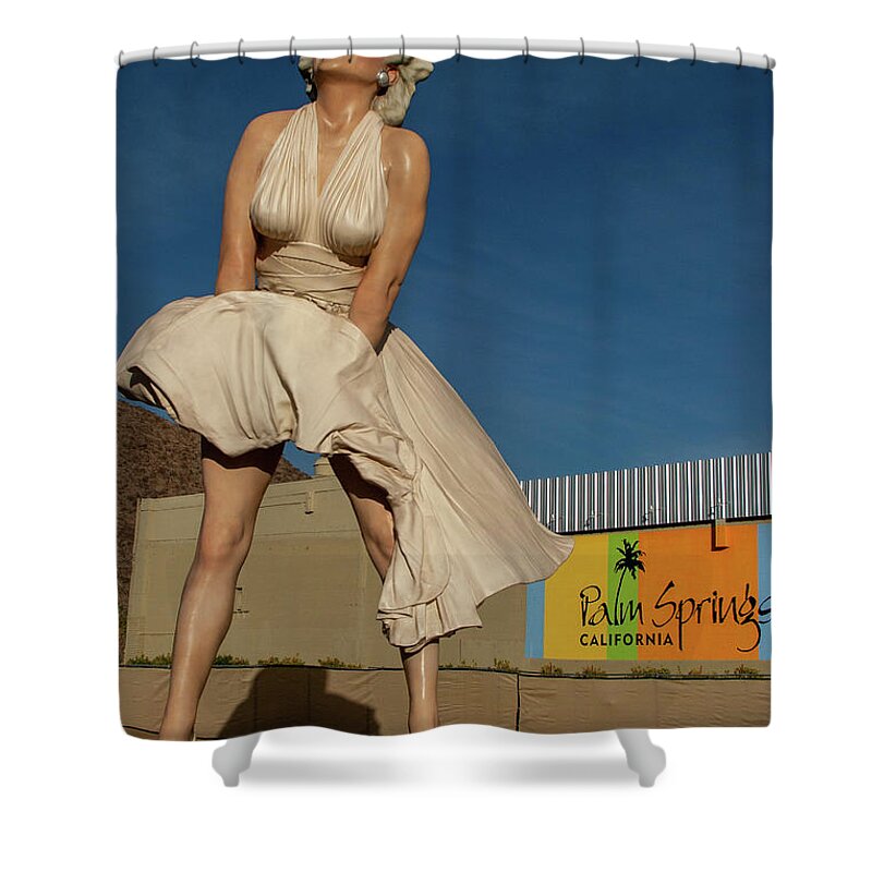 Blue Shower Curtain featuring the photograph Forever Marilyn by Leslie Struxness