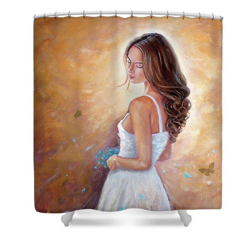 Forget Me Not Shower Curtain featuring the painting Forget Me Not by Michael Rock