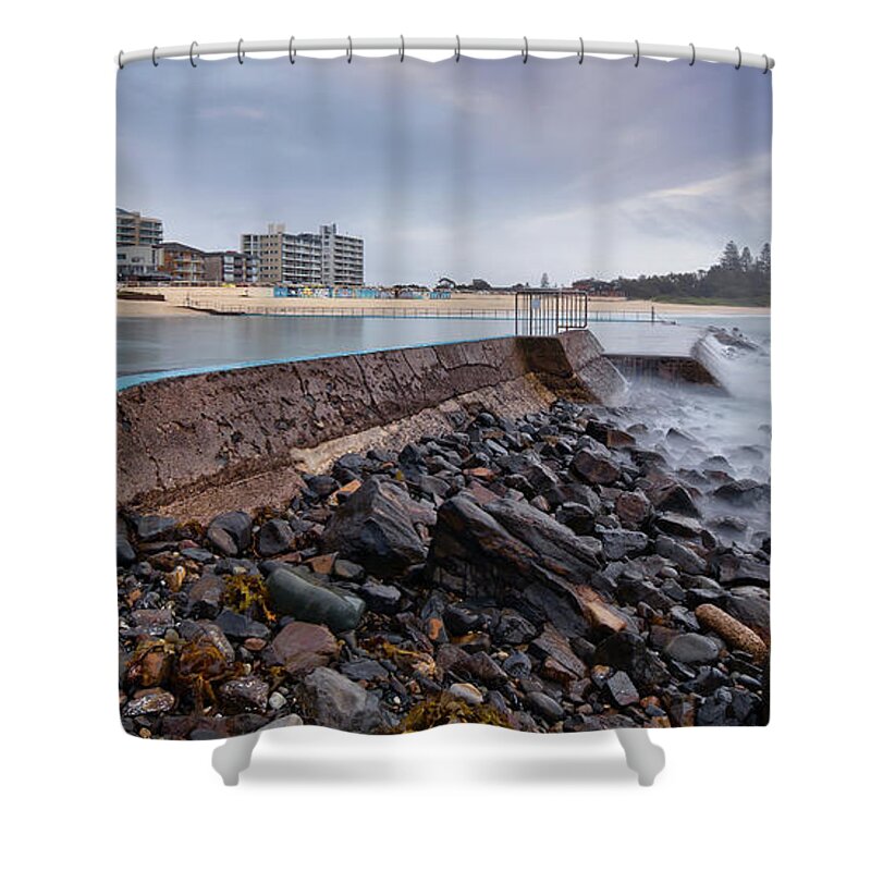 Forster Ocean Baths Australia Shower Curtain featuring the digital art Forster Ocean Baths 99 by Kevin Chippindall