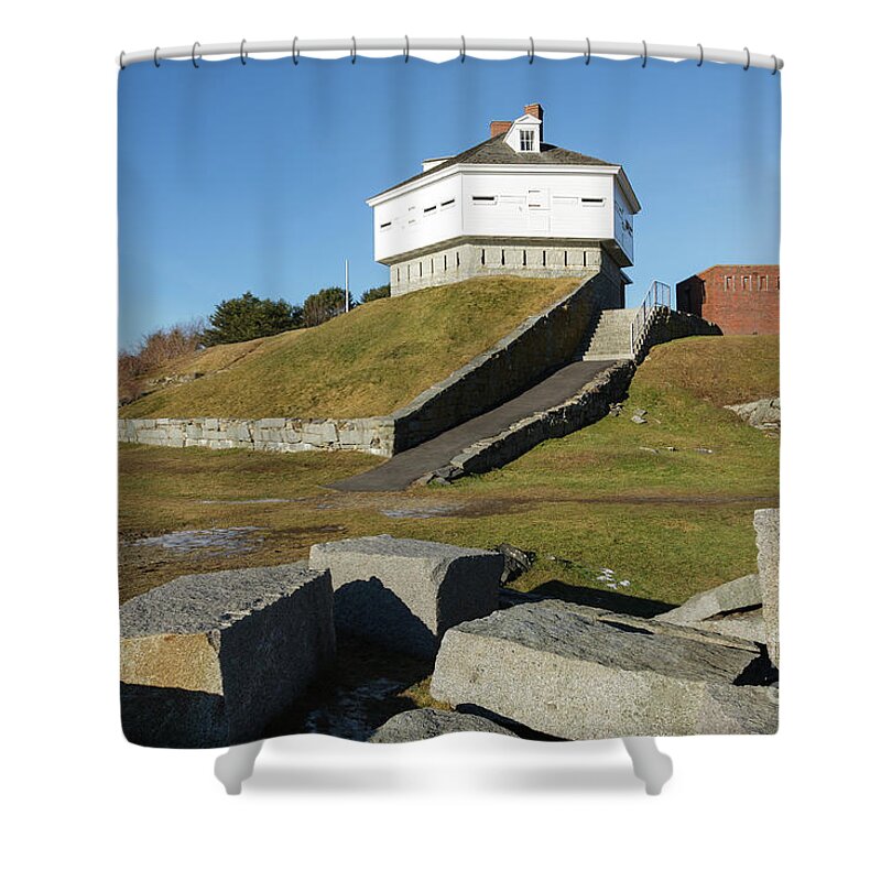 1800s Shower Curtain featuring the photograph Fort McClary - Kittery Point, Maine by Erin Paul Donovan