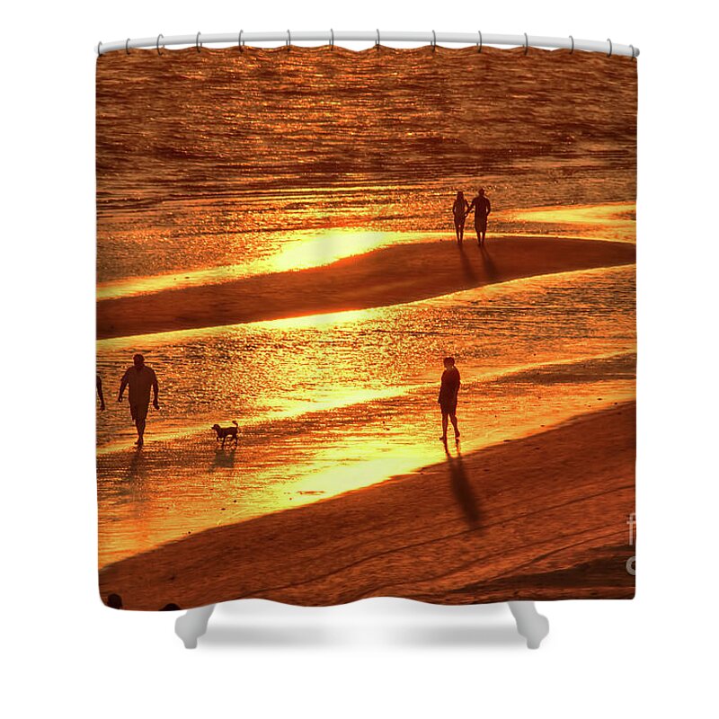 Sunset On The Beach Shower Curtain featuring the photograph Fort Myers Beach Sunset by Olga Hamilton