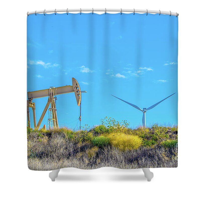 Fossil Fuels Shower Curtain featuring the photograph Fossil and Renewable Engery by Susan Vineyard