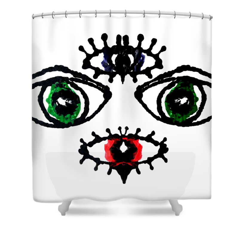 Abstract Shower Curtain featuring the painting Four Eyes by Stephenie Zagorski