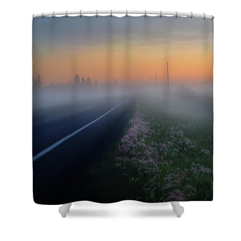 Horizontal Shower Curtain featuring the photograph Foxtails and Fog by Dan Jurak