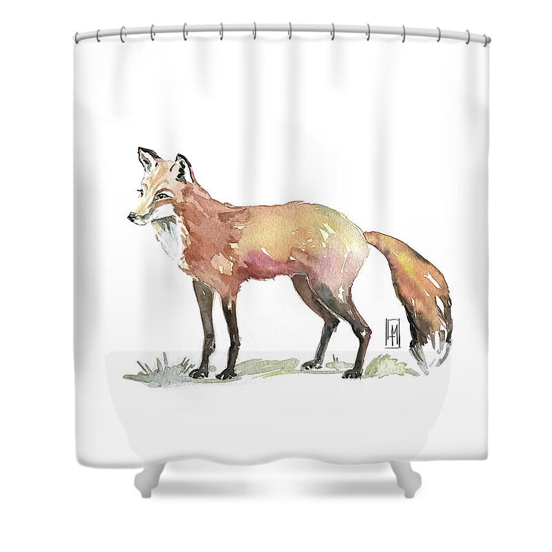 Fox Shower Curtain featuring the painting Foxy by Luisa Millicent