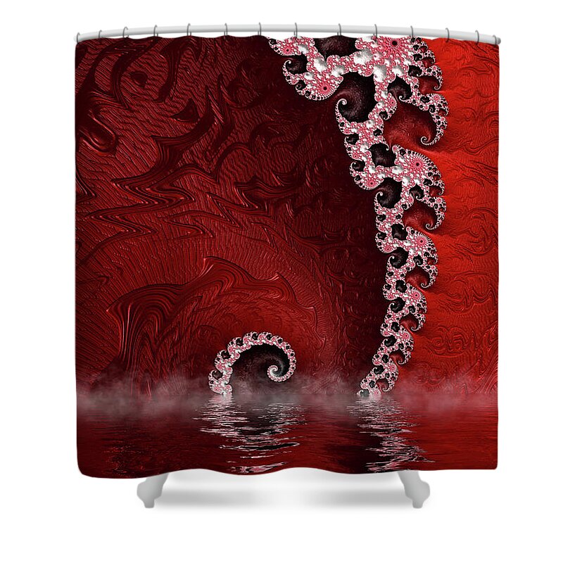 Fractal Shower Curtain featuring the digital art Fractal Art After Dark on Planet Octopus 42 by Matthias Hauser