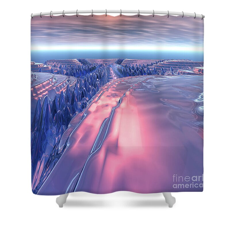 Glacier Shower Curtain featuring the digital art Fractal Glacier Landscape by Phil Perkins