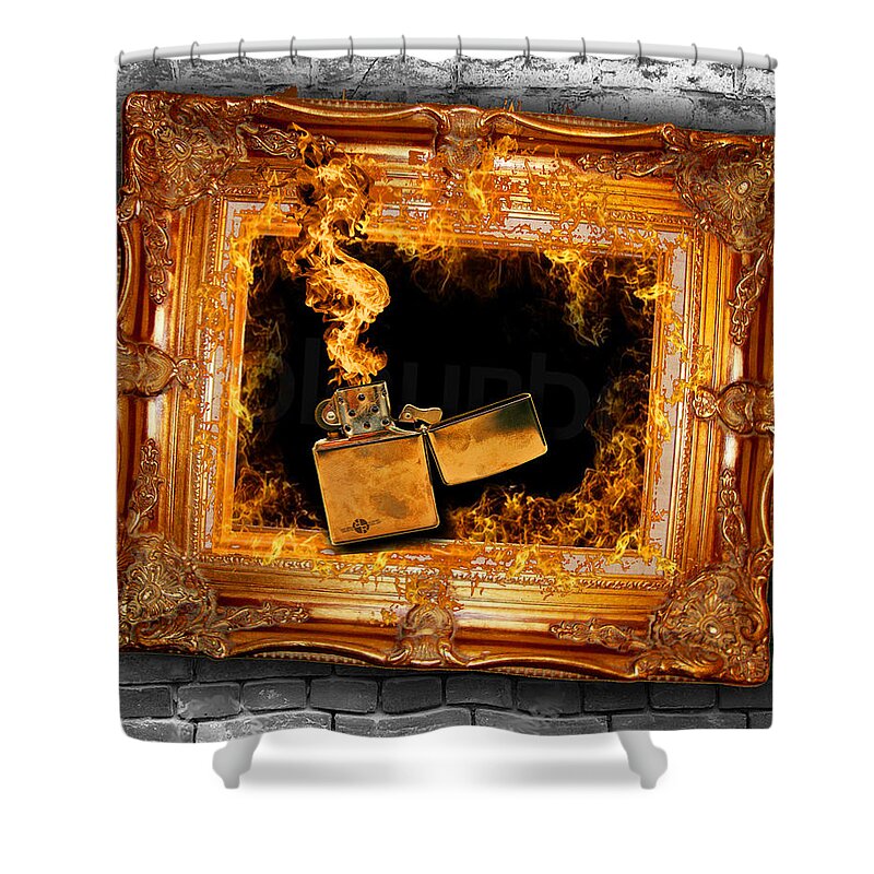 Zippo Lighter Shower Curtain featuring the painting Frame Fire Lighter Hot Heat by Tony Rubino